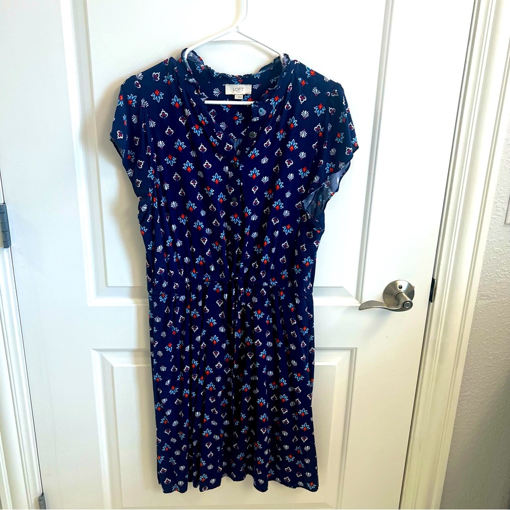Ann Taylor Loft Navy Floral Dress